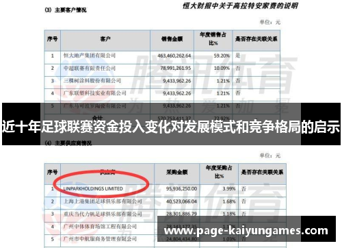 近十年足球联赛资金投入变化对发展模式和竞争格局的启示